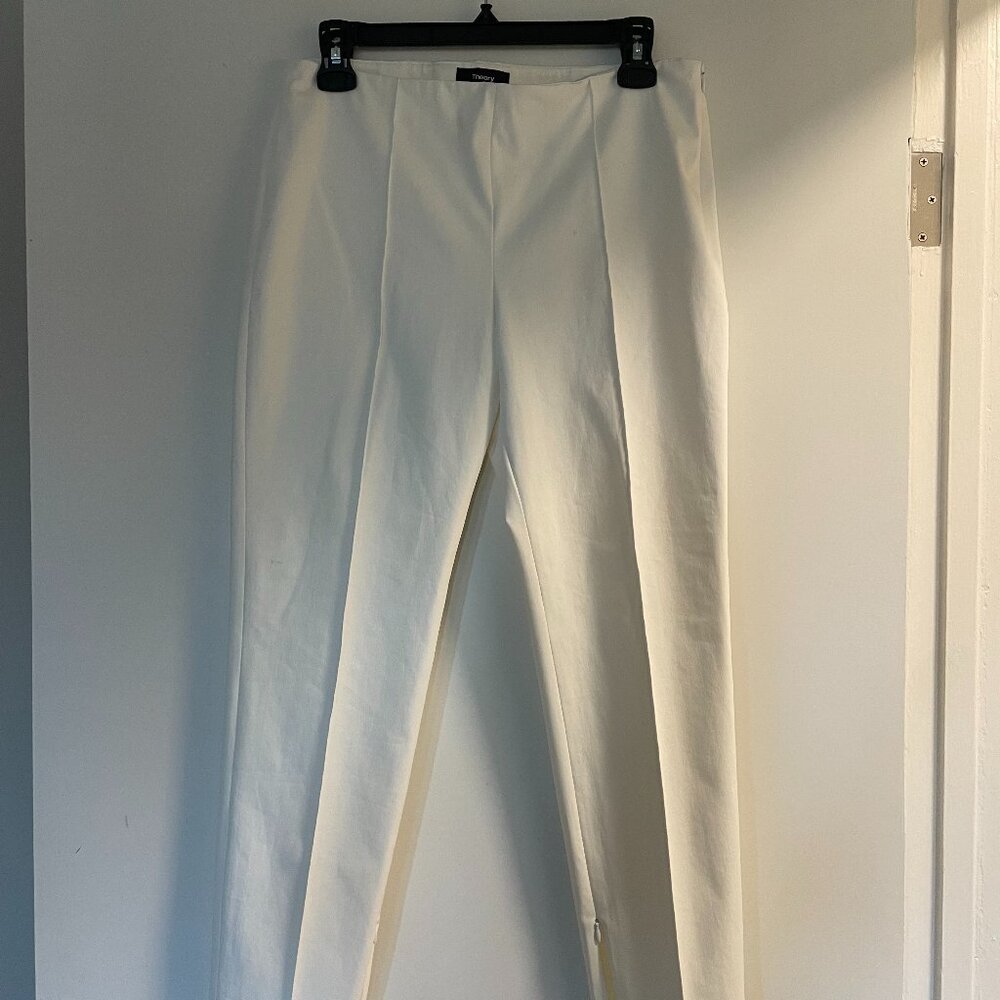 Theory White Cropped side Slit Trousers Size 6
